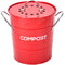 Spigo Steel Kitchen Compost Bin With Vented Charcoal Filter and Bucket, Red, 1 Gallon