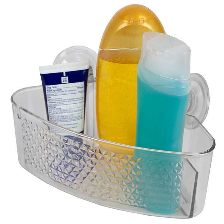 Home Basics Large Cubic Patterned Plastic Shower Caddy with