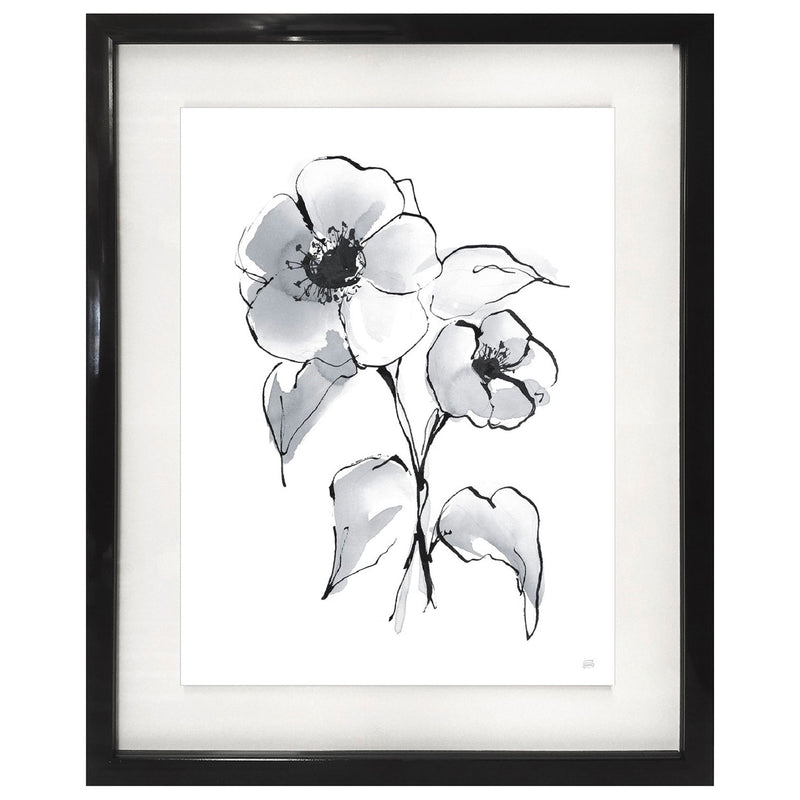 Premius Flower Power Floating Printed Frame Wall Art, Black-White, 17x21 Inches