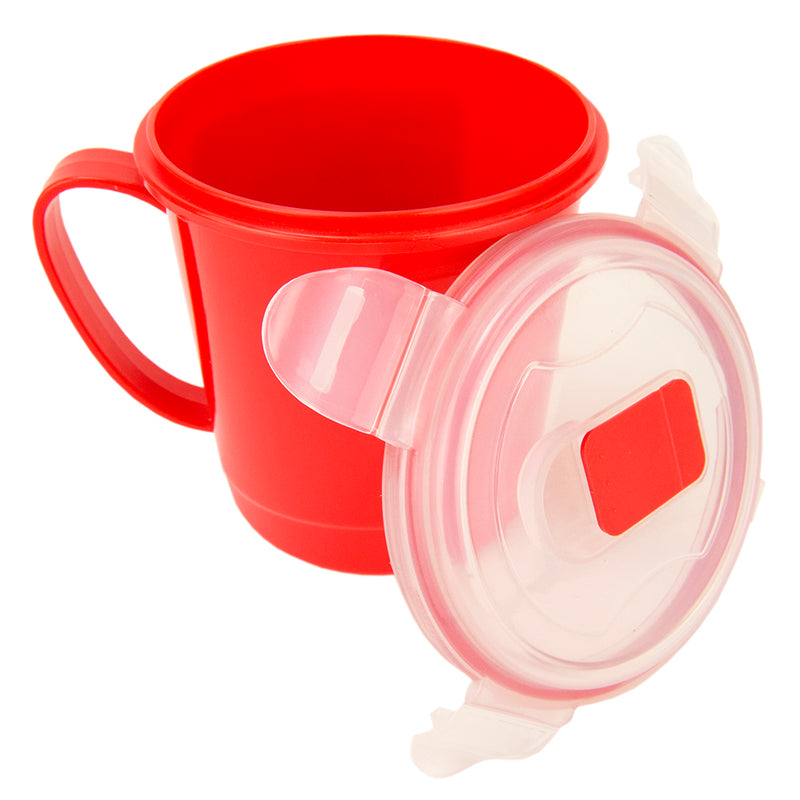 Home Basics Microwaveable Soup Mug With Vented Lid, Red, 24 Ounces