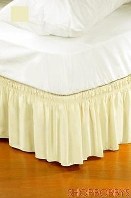 Wrap Around Style Easy Fit Elastic Bed Ruffles For King And Queen Size Beds, Beige