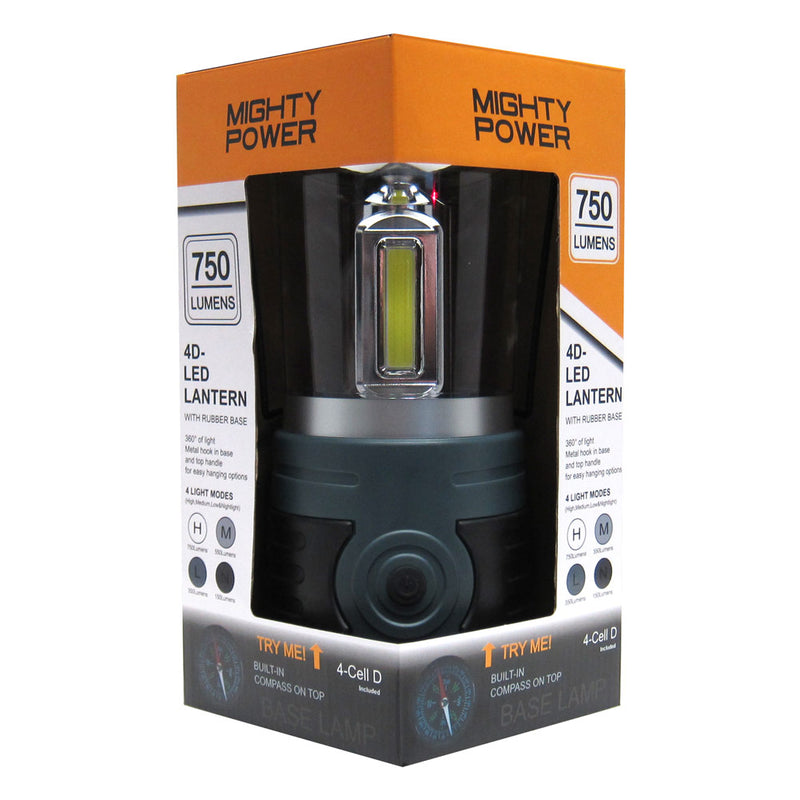 Mighty Power C.o.b. Led Lantern With Compass & Handle, Gray-black, 750 Lumens