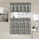 Avery 3-Piece Printed Kitchen Curtain Set, Charcoal, Tiers 58x36 Inches, Valance 58x14 Inches