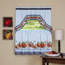 Golden Delicious Printed Tier and Swag Kitchen Curtain Set, 57x24 Inches, Ice Blue