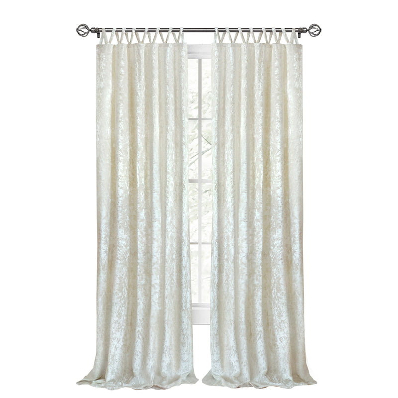 Harper Criss-Cross Tab Top Plush Window Curtain Panel, Creamy White, 50x84 Inches