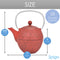 Spigo Hakone Cast Iron Enamel Teapot With Stainless Infuser, Red, 33 Ounces