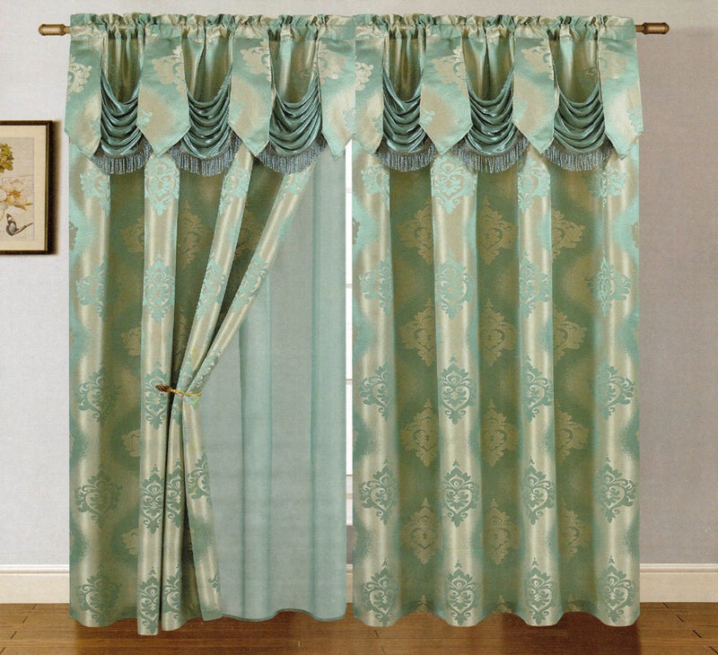 Mulberry Jacquard Panel With Attached Valance & Backing Blue - 54x84+18