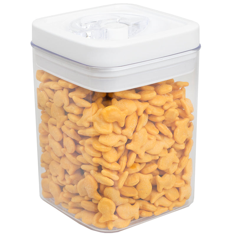 Home Basics Twist N’ Lock Square Food Storage Canister, Clear, 1.7 Liters
