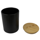 Home Basics Wave Ceramic Canister With Bamboo Lid, Black, Medium, 5x6.5 Inches