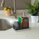 Home Basics Soap Dispenser and Sponge Caddy Organizer, Gray-Silver, 8x3x6.5 Inches