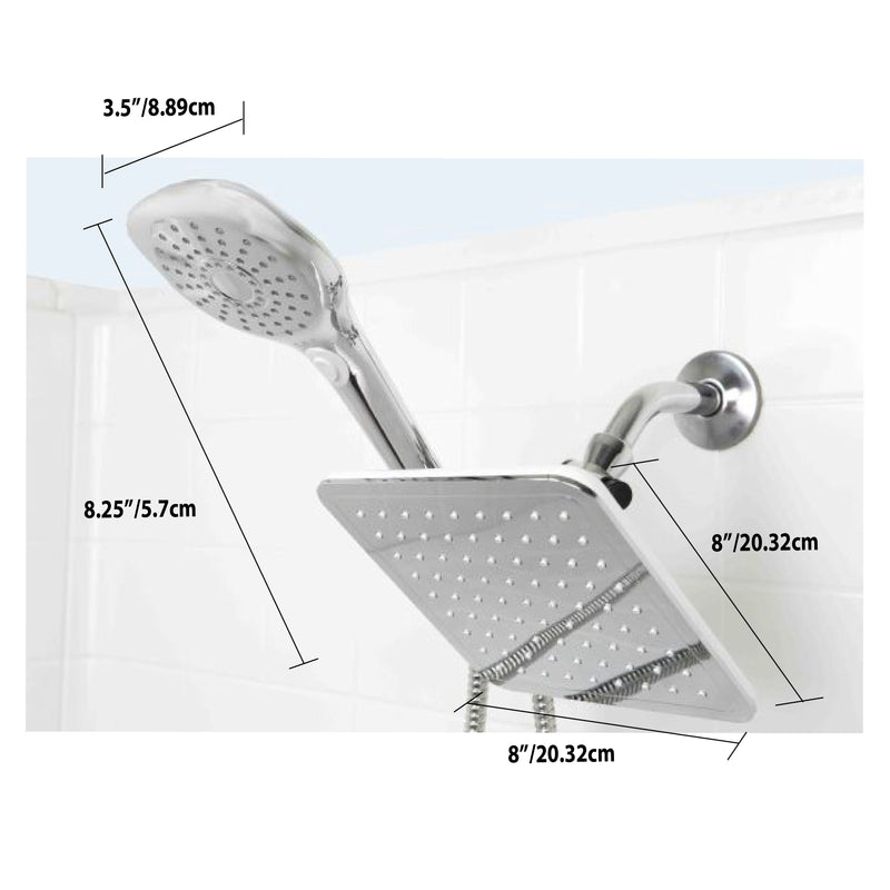 Home Basics Dual Rainfall Chrome Plated Steel Shower Massager, Silver