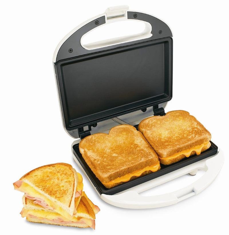 Proctor Silex Flat Grilled Sandwich Maker, White, 9.5x9.9x4 Inches