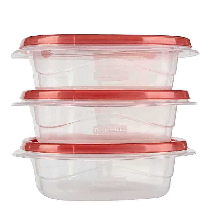Rubbermaid Take Along Divided Snack Bowls, Chili Red, 2.2 Cup, 3-Count