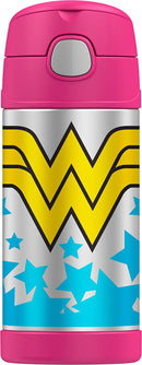 Thermos FUNtainer Wonder Woman Bottle With Straw, Pink, 12 Ounces