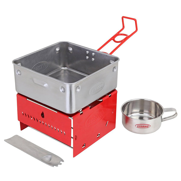 tent stove kit Sterno Camp Stove Kit With Frame and Wind-Shield Panels, Red-Gray –  ShopBobbys