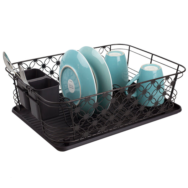 Dish Drainer Set in Bronze with Drip Tray (3-Piece)