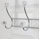 Home Basics Crystal Shaped Over-The-Door 5-Hook Hanging Rack, Silver, 17.5x3.5x10 Inches