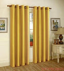 Melanie Faux Silk Panel With 8 Grommets, Mustard-Yellow, 55x84 Inches