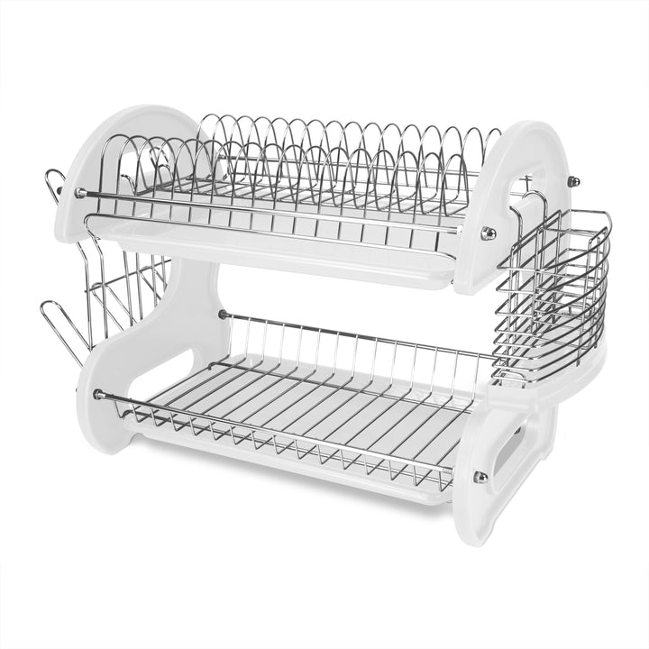Dish Drying Rack Cup Drainer Plastic 2-Tier Strainer Holder Tray for  Kitchen