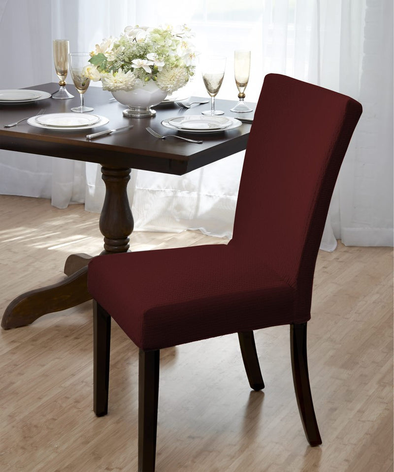 Madison Stretch Bricks Design Dining Room Chair Cover, Burgundy