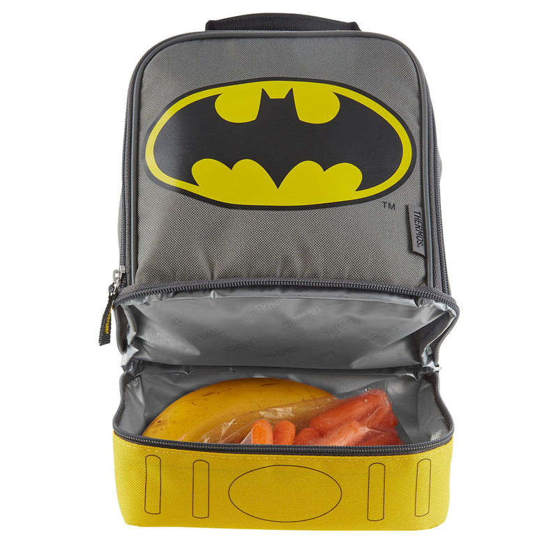 Thermos Dual Compartment Lunch Kit with Cape, Batman, Gray-Yellow