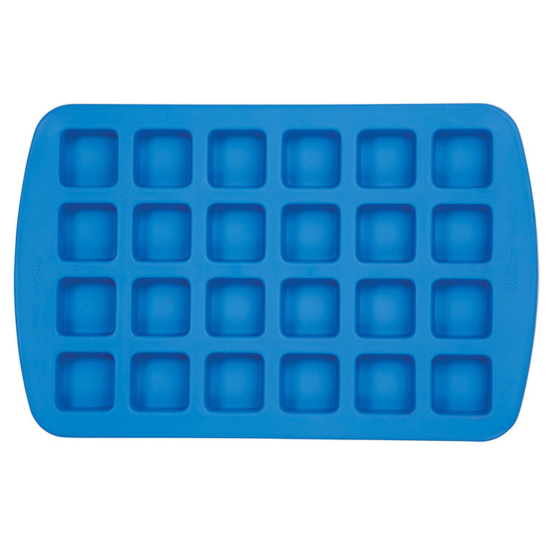 Wilton Easy-Flex Silicone Bite Size Square Baking Mold, Blue, 24 Cavity