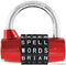 Wordlock Pl-002-Rd 5-Dial Combination Padlock, Red