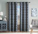 Montana 2-Pack Woven Jacquard Grommet Window Panels, Blue, 76x84 Inches