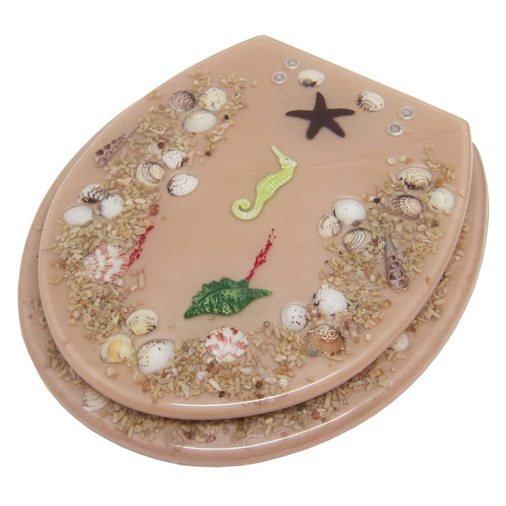 Sea Shell Urinal Elegant Touch Seashell Seahorse Design Polyresin Standard Toilet Seat ...
