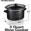 Hamilton Beach Slow Cooker With Stoneware And Glass Lid, Matte Black, 3 Quart