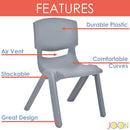 JOON Stackable Plastic Kids Learning Chairs, Dark Gray, 20.5x12.75X11 Inches, 2-Pack