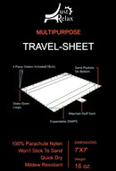 Just Relax Parachute Nylon Multipurpose Travel Sheet, Blue-White, 7x7 Feet