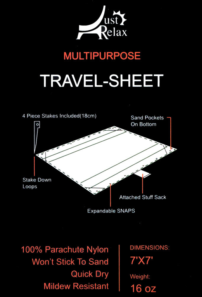 Just Relax Parachute Nylon Multipurpose Travel Sheet, Blue-White, 7x7 Feet