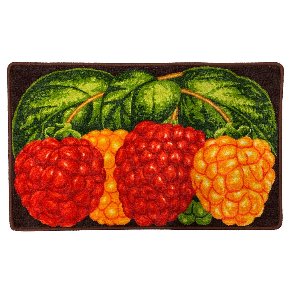 Three Raspberry Printed Skid Resistant Decorative Kitchen Rug, Multi ...