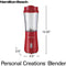 Hamilton Beach Personal Creations Single-Serve Blender With Travel Lid, Red, 14 Ounces