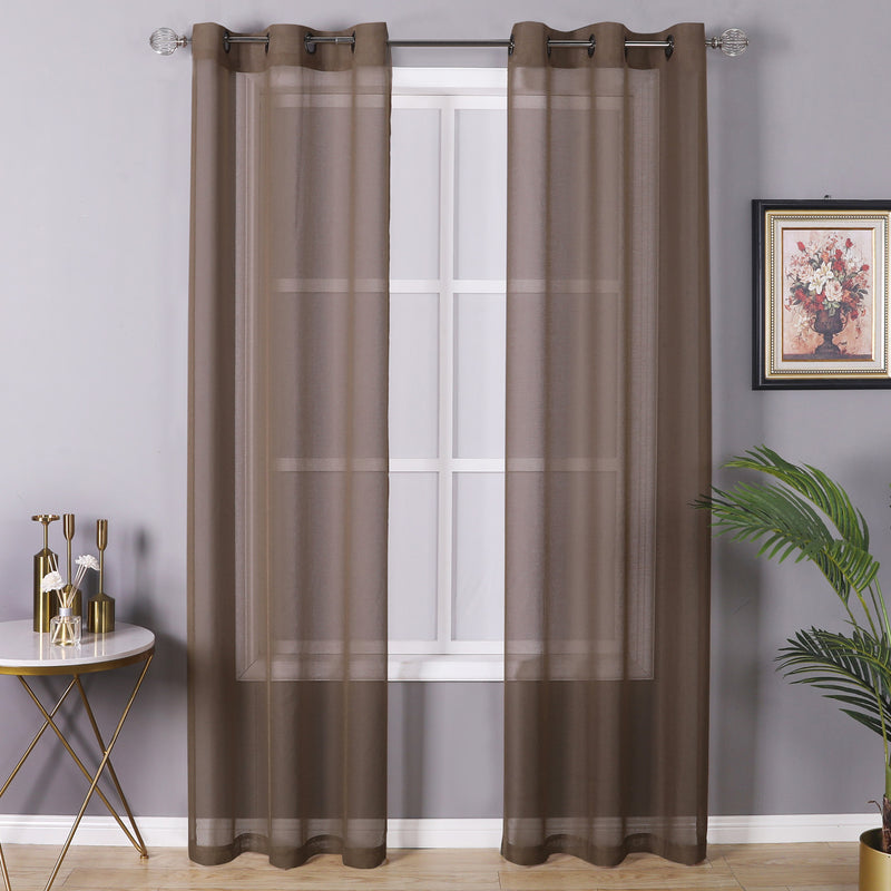Sheffield 2-Pack Solid Sheer Grommet Window Panel, Brown, 76x84 Inches
