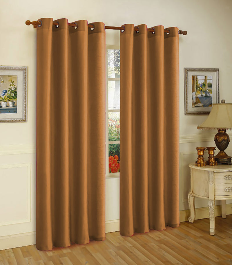 Melanie Faux Silk Window Panel With 8 Grommets, Coffee, 55x84 Inches