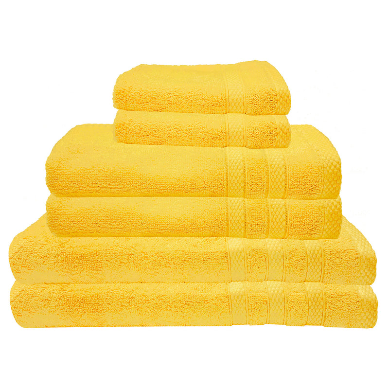 Premius Premium 6-Piece Combed Cotton Bath Towel Set, Yellow
