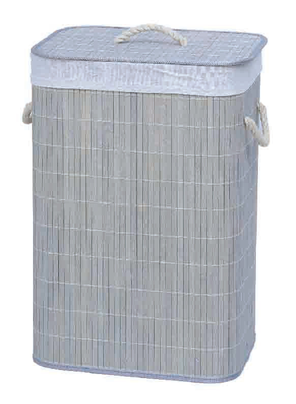 Home Basics Rectangular Bamboo Hamper, Grey, 16x12x23 Inches – ShopBobbys