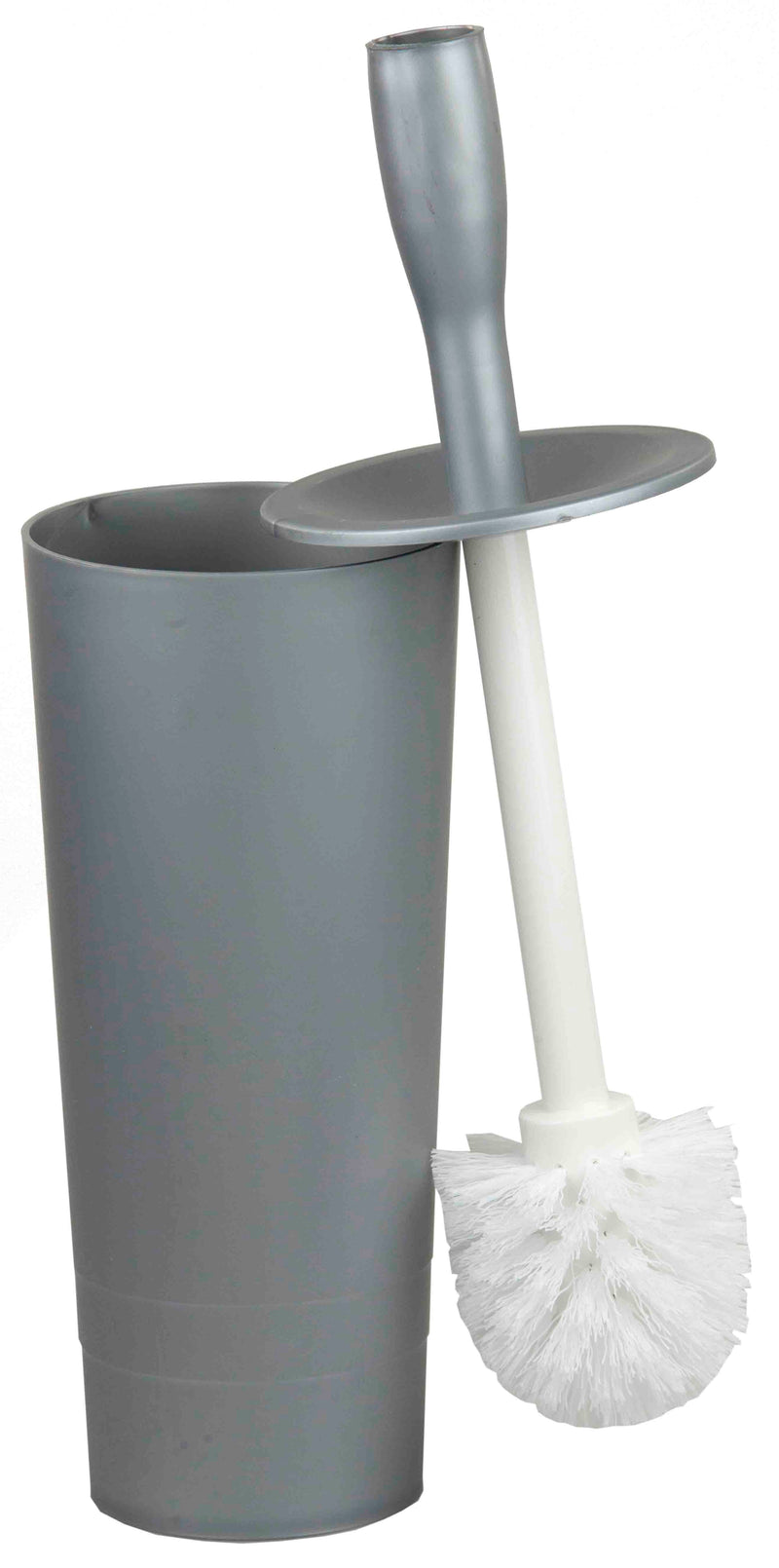 Home Basics Plastic Tapered Toilet Brush And Holder, Gray, 4x15 Inches