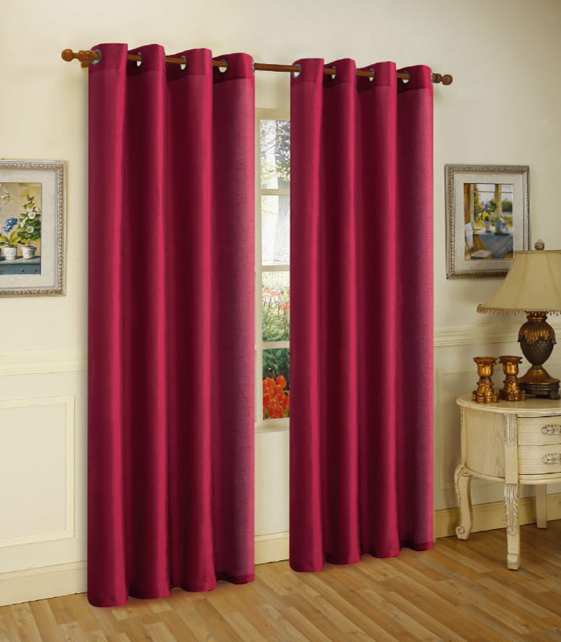 Melanie Faux Silk Window Panel With 8 Grommets, Burgundy, 55x84 Inches