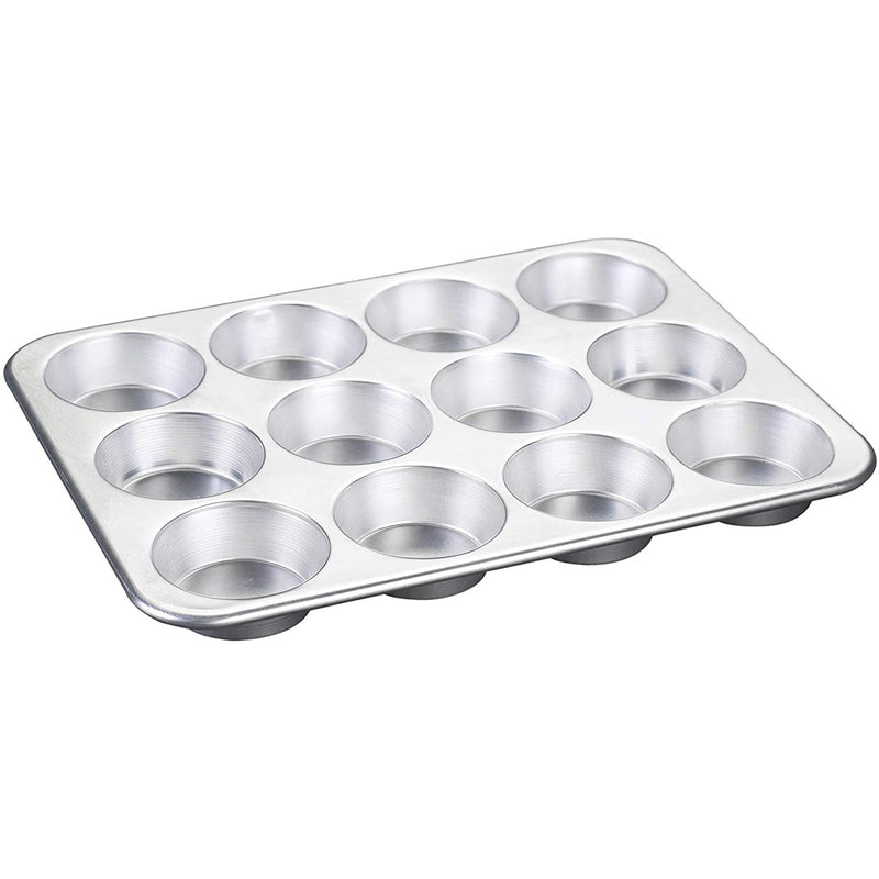 Nordic Ware 12 Cup Natural Aluminum Muffin Pan, Silver, 2.5 Inches