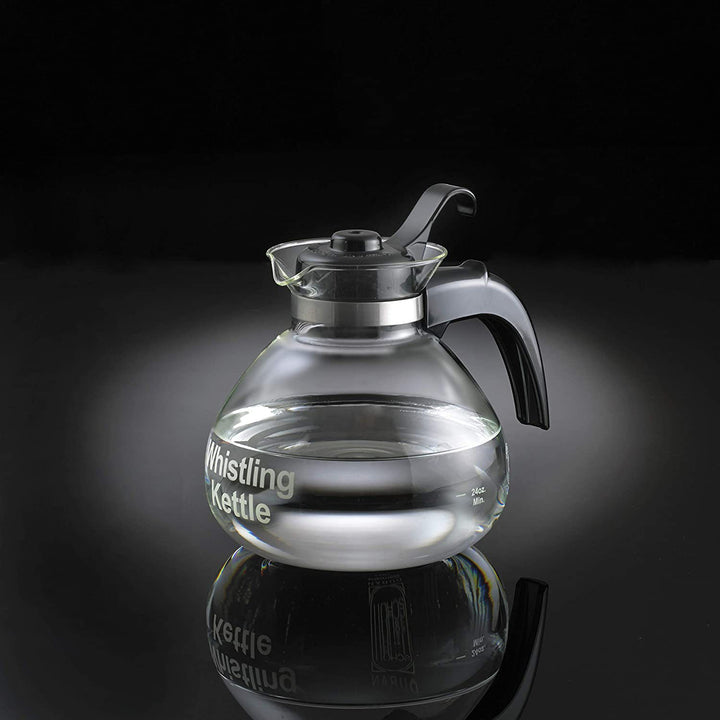 Medelco 12-Cup Glass Stovetop Whistling Kettle