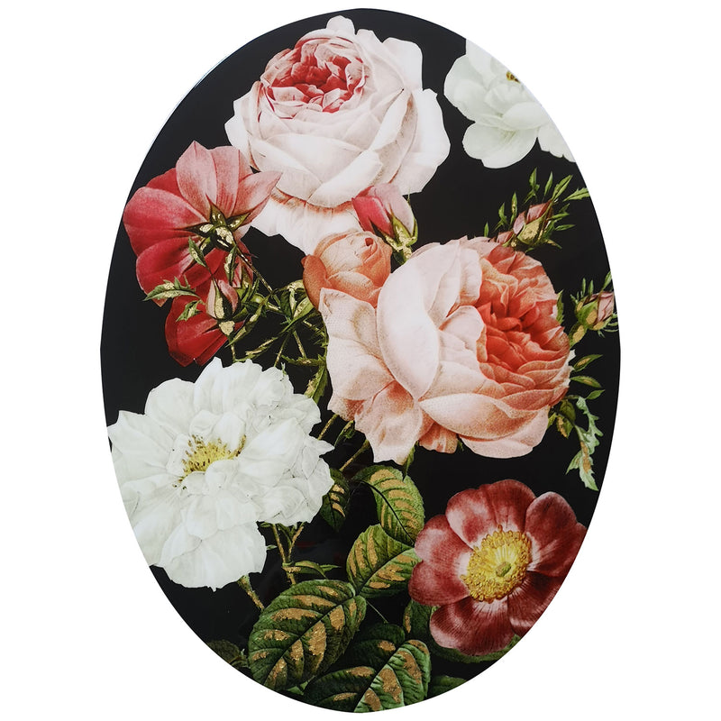 Premius Peonie Floral Lacquered Oval Canvas Wall Art, Pink, 24x32 Inches