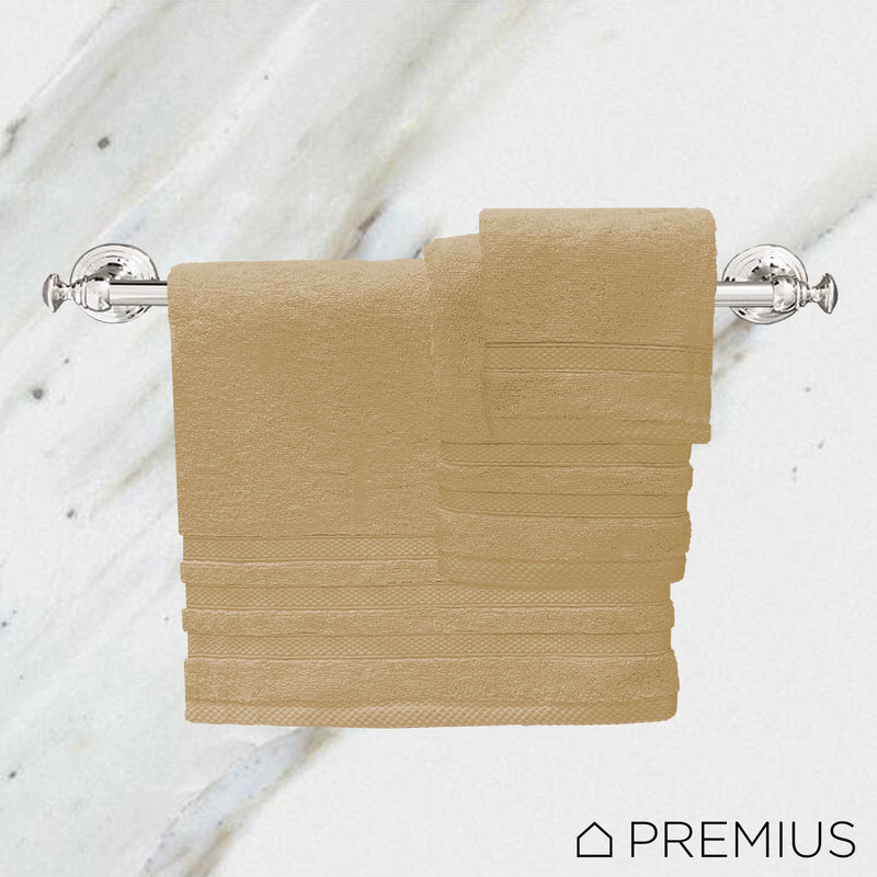 Premius Premium 6-Piece Combed Cotton Bath Towel Set, Linen