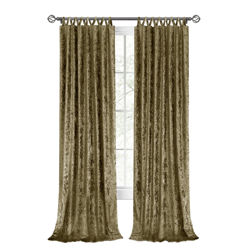 Harper Criss-Cross Tab Top Plush Window Curtain Panel, Moss, 50x84 Inches