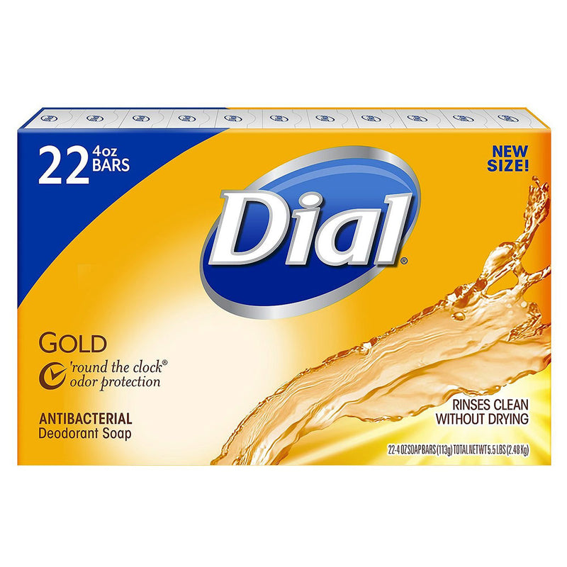 Dial Antibacterial Deodorant Bar Soap, Gold, 4 Ounce Bars, 22-Pack