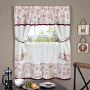 Cappuccino Printed Kitchen Curtain Tiers & Swag Set, 56x36 Inches