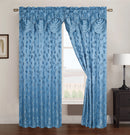 Brenda Jacquard Rod Pocket Panel With Attached Valance, 54x84 Inches, Blue