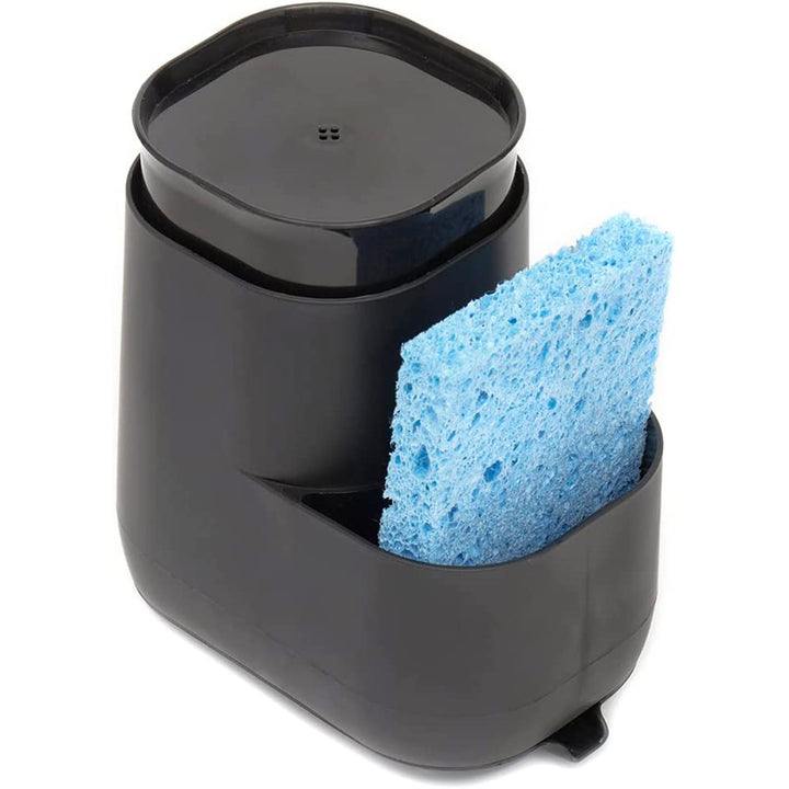 Home Basics Plastic Soap Dispenser with Sponge Compartment in